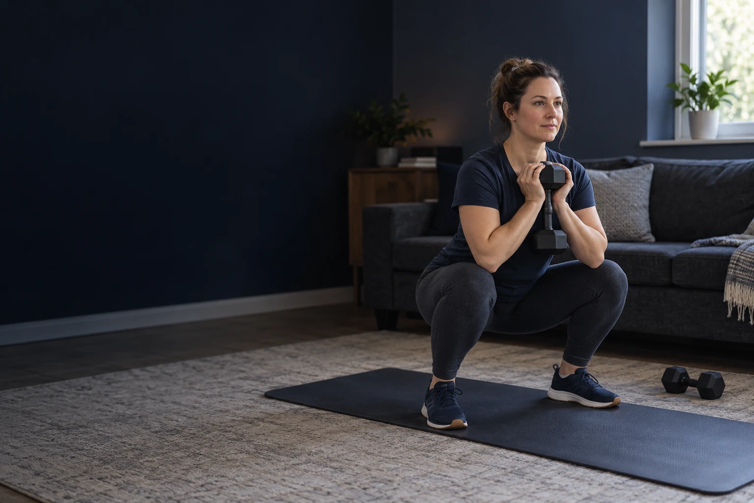 Home dumbbell workout with a small amount of equipment – illustration