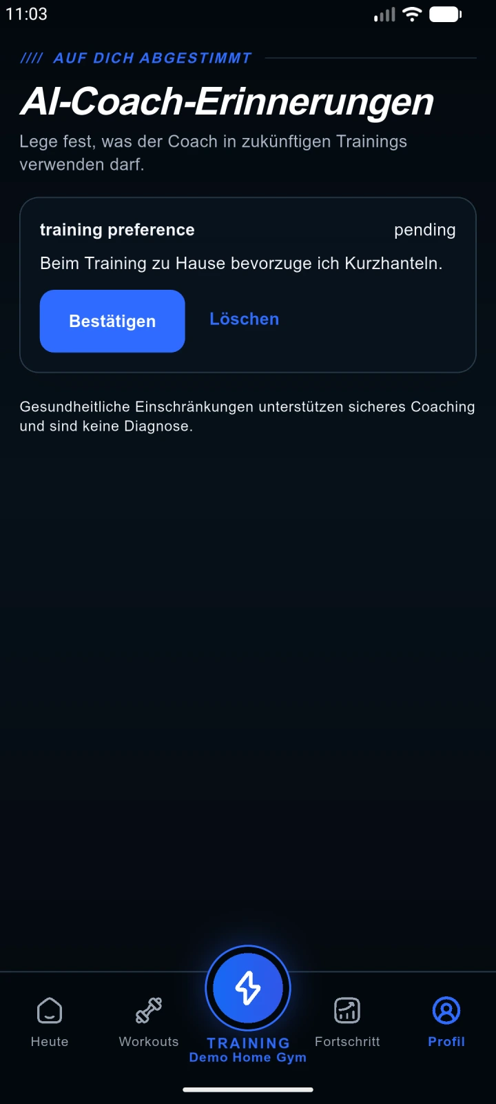 Coach-Erinnerungen bestätigen und verwalten in der nativen App