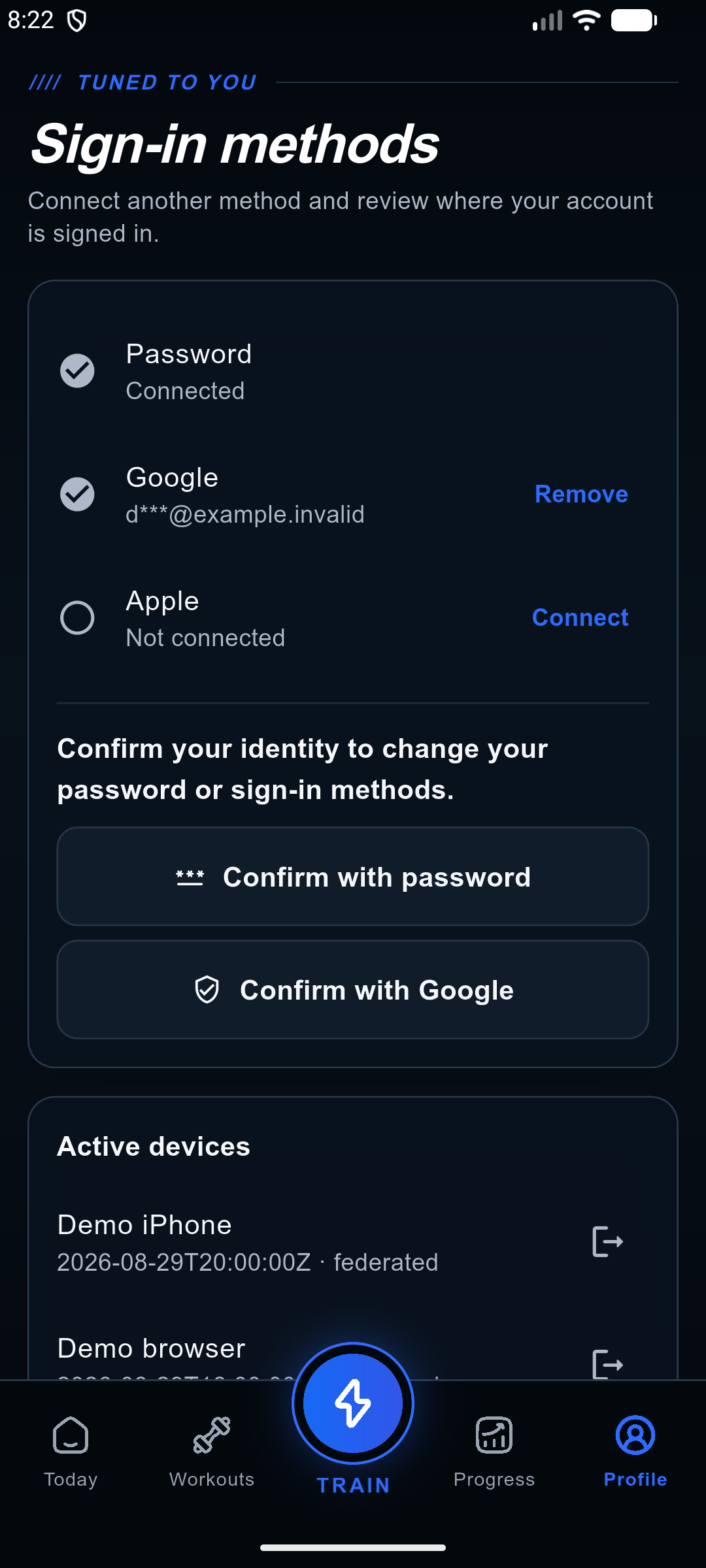 Android: Connect or remove a sign-in method with confirmation in context (English)