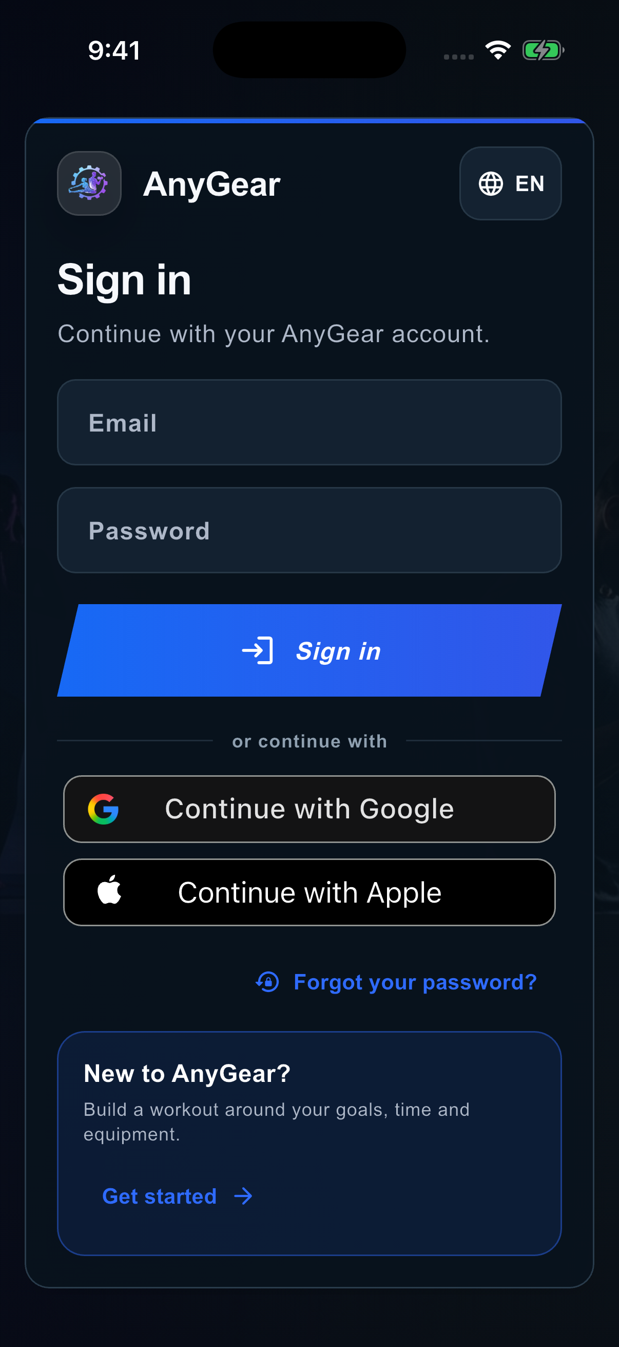 iPhone · iOS: Email, Google and Apple sign-in (English)
