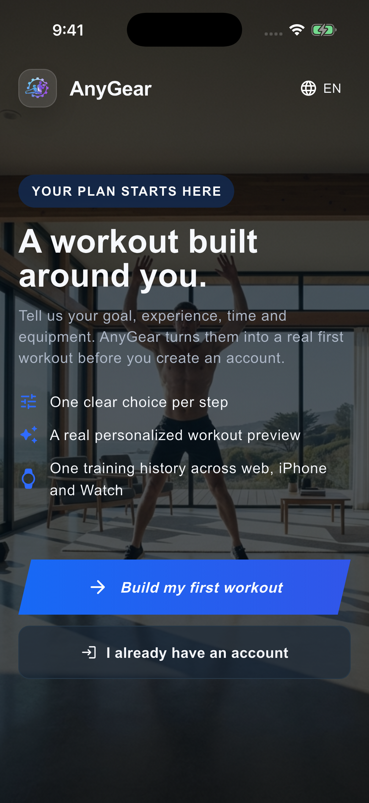 iPhone · iOS: Start a first plan or sign in (English)