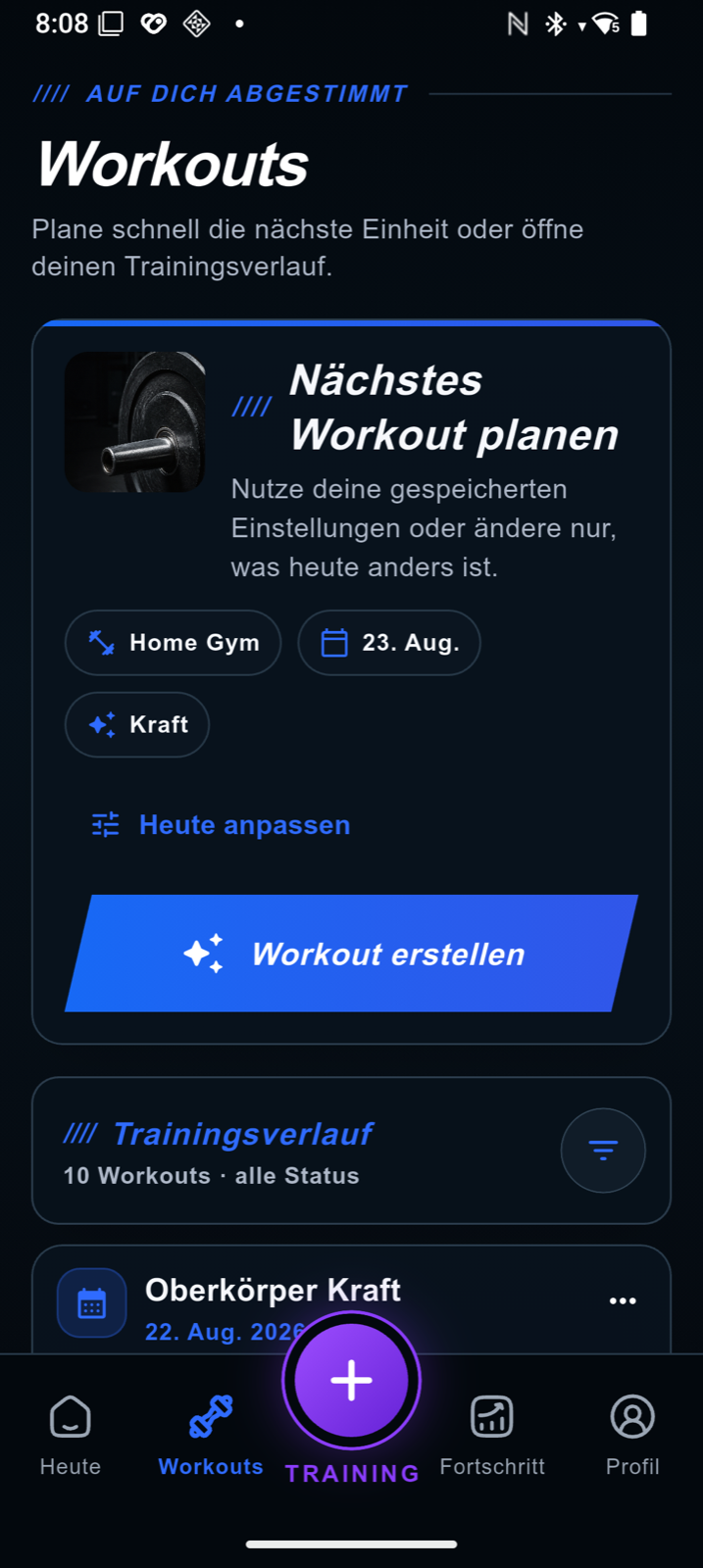 AnyGear KI-Workout-Generator