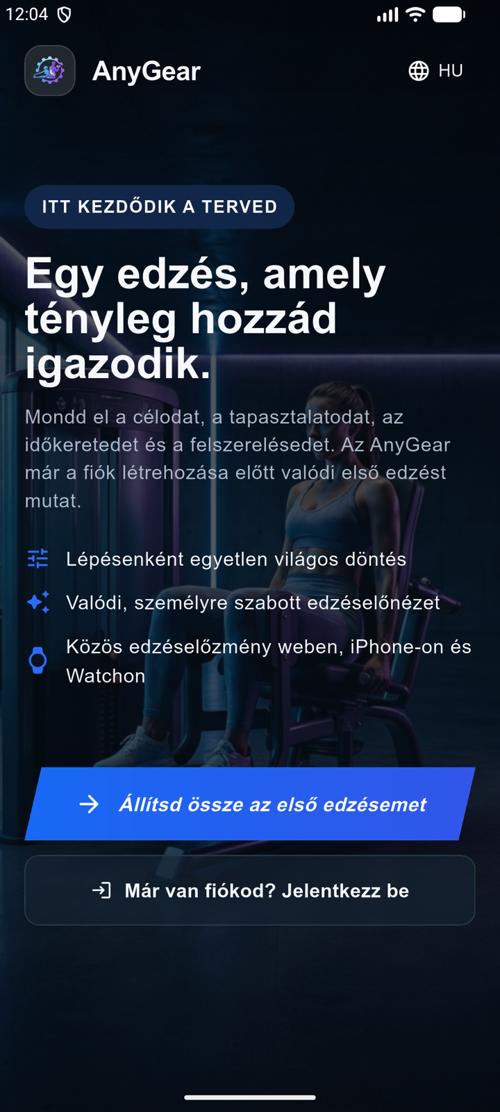 AnyGear helyszín- és eszközbeállítás